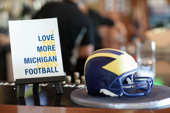 Michigan Football Helmet groom's cake by Sweet Heather Anne